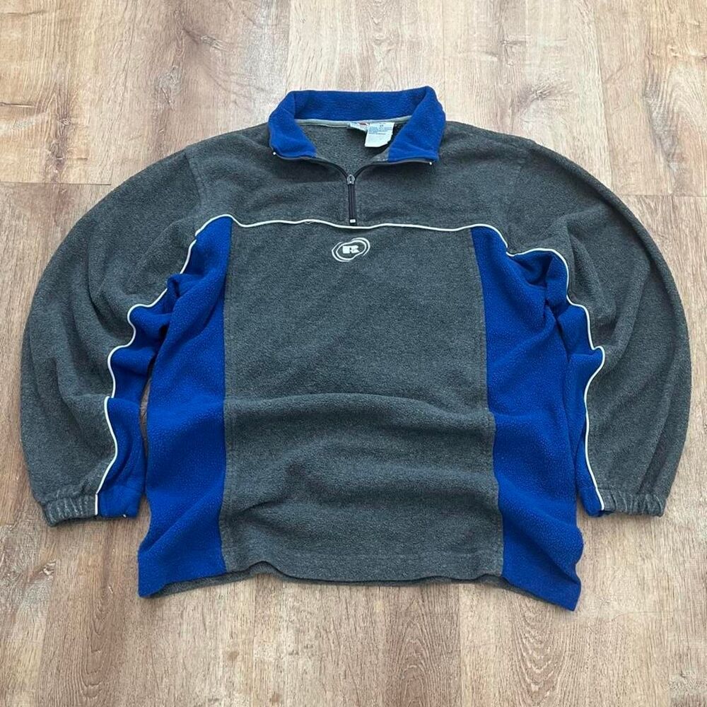 Russell-athletic Men's Grey and Blue Sweatshirt
